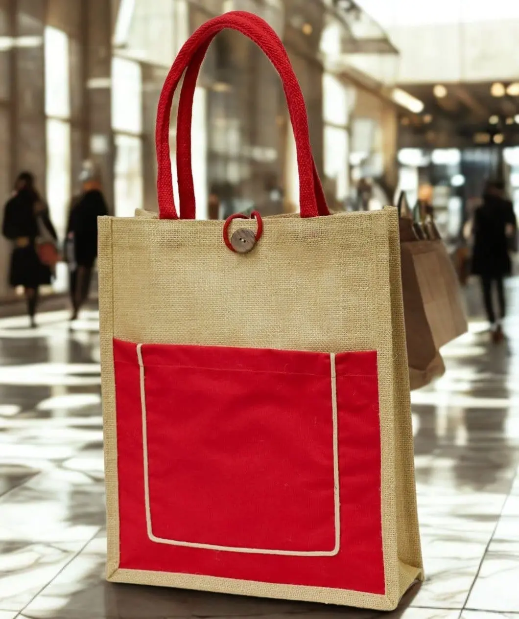A4 Portrait Jute Bag with Pocket GP-JB002, photo 4
