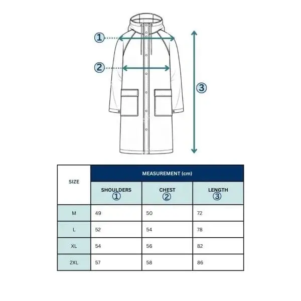 Kids Raincoat KG-PR-28-007 size chart