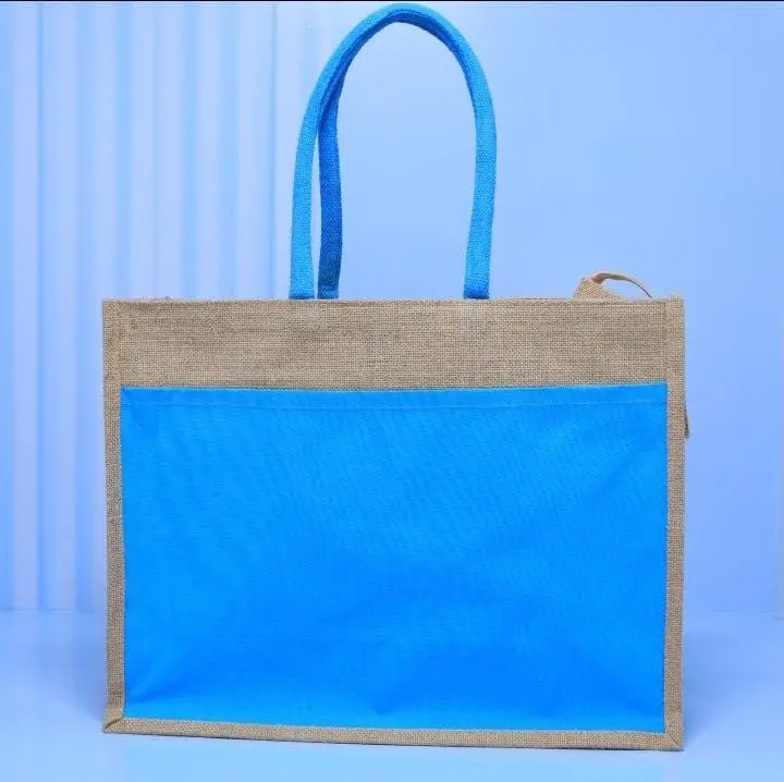 A3 Jute Bag with Coloured Pockets ECP-003, photo 8
