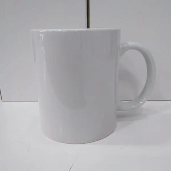 Plain white straight-sided mug with a round handle, Normal Mug, Hensa Solutions