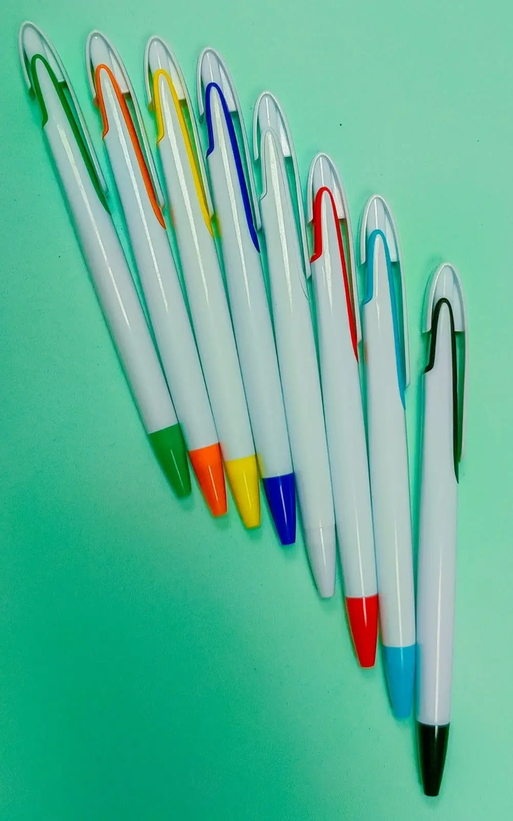 White Barrel Plastic Pen with Coloured Clip GP-P001, photo 2