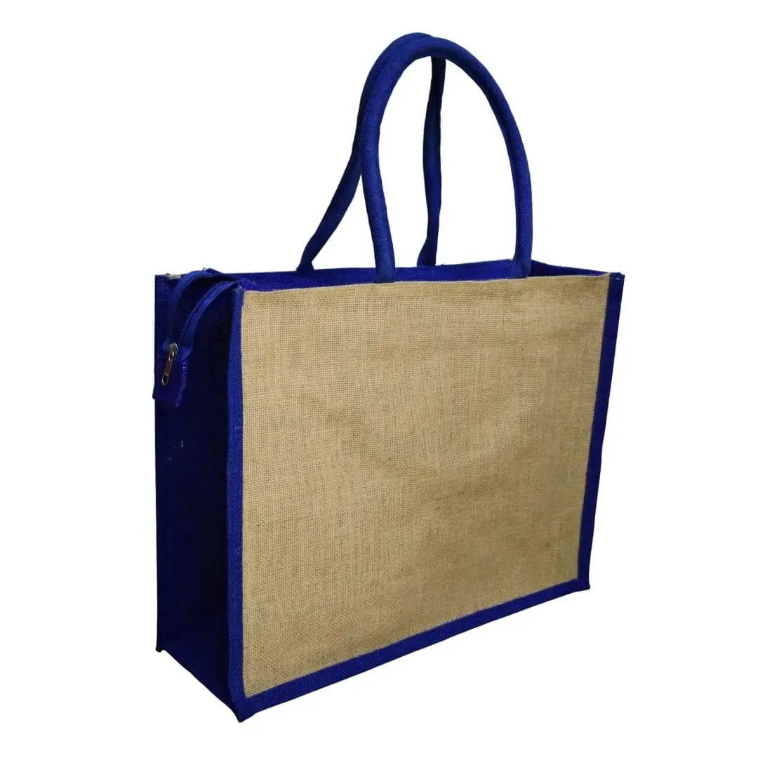 A3 Jute Bag with Side Colour and Zip CS-005, photo 4