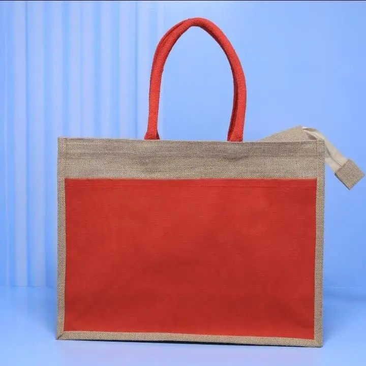 A3 Jute Bag with Coloured Pockets ECP-003, photo 4
