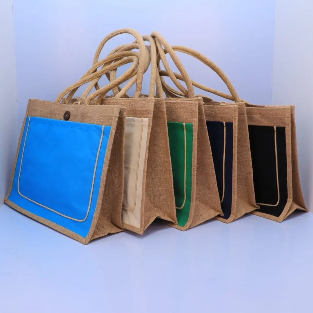 A3 Jute Bag with Button ECP-006, photo 7