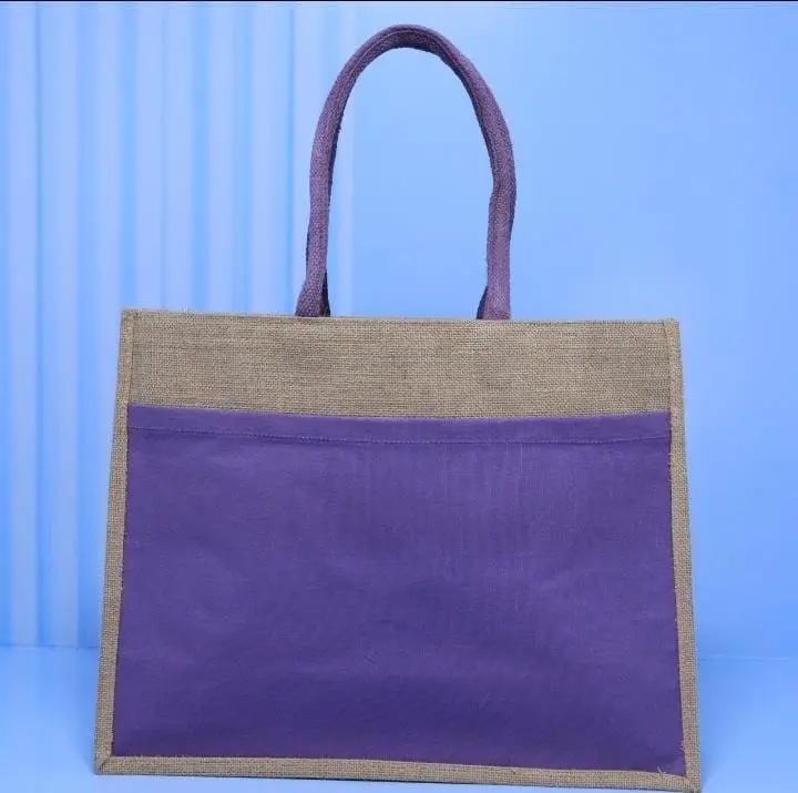 A3 Jute Bag with Coloured Pockets ECP-003, photo 6