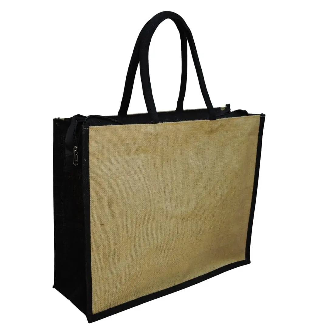 A3 Jute Bag with Side Colour and Zip CS-005, photo 2