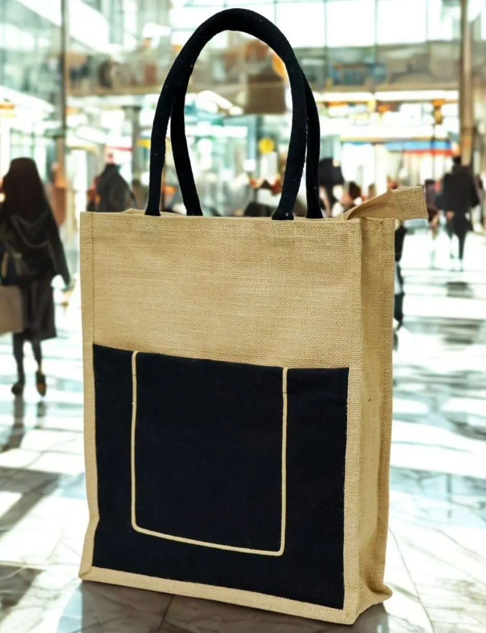 A4 Portrait Jute Bag with Pocket GP-JB002, photo 5