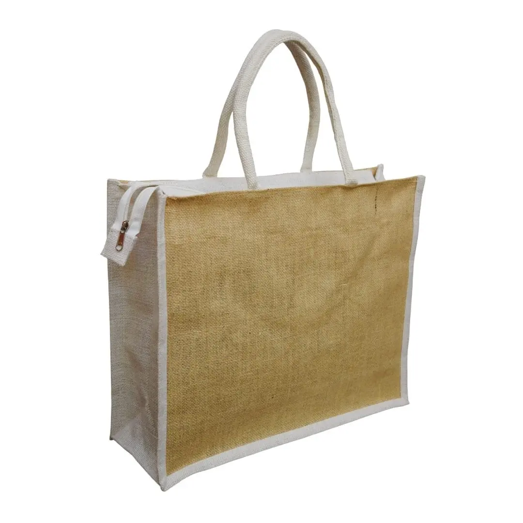 A3 Jute Bag with Side Colour and Zip CS-005, photo 6