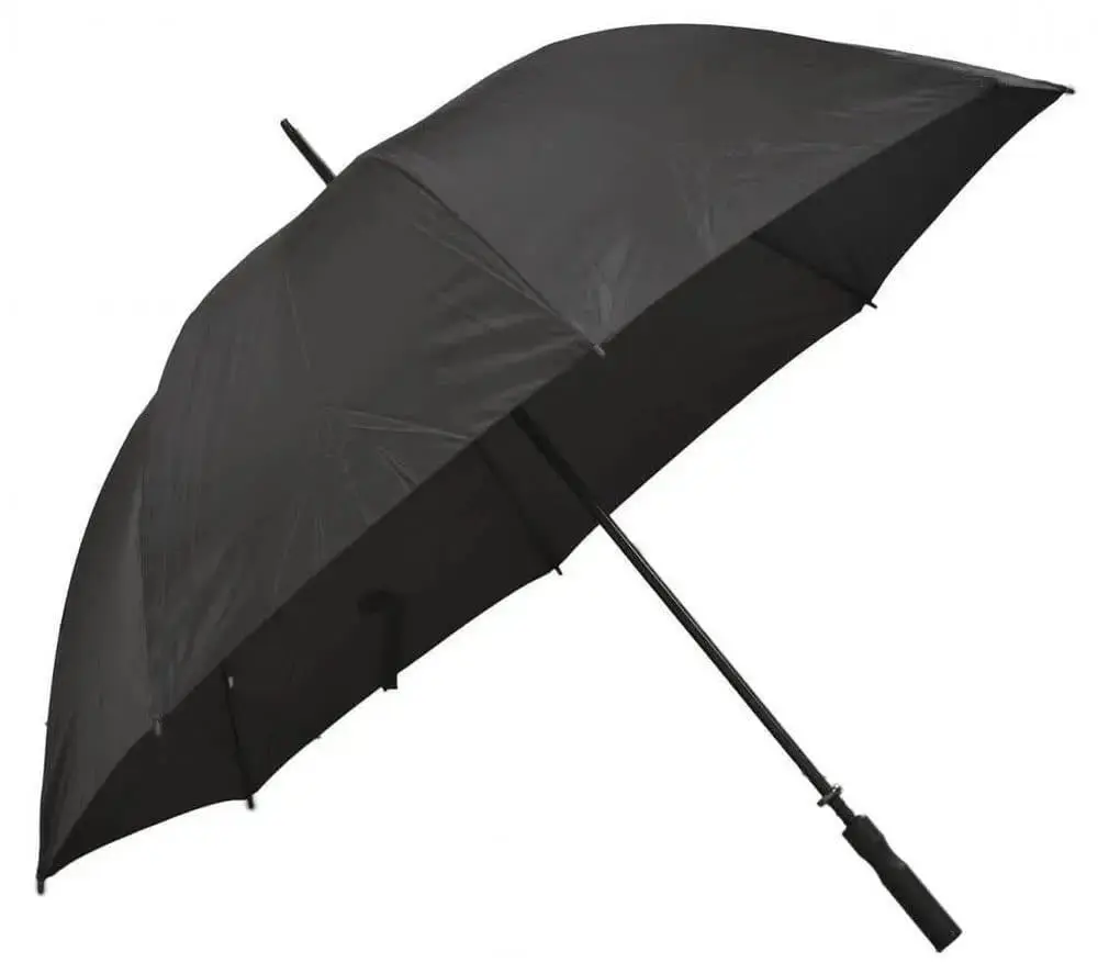 Black open golf umbrella with a black soft grip handle, Hensa