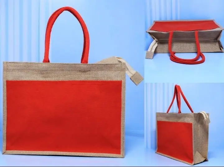 A3 Jute Bag with Coloured Pockets ECP-003, photo 2