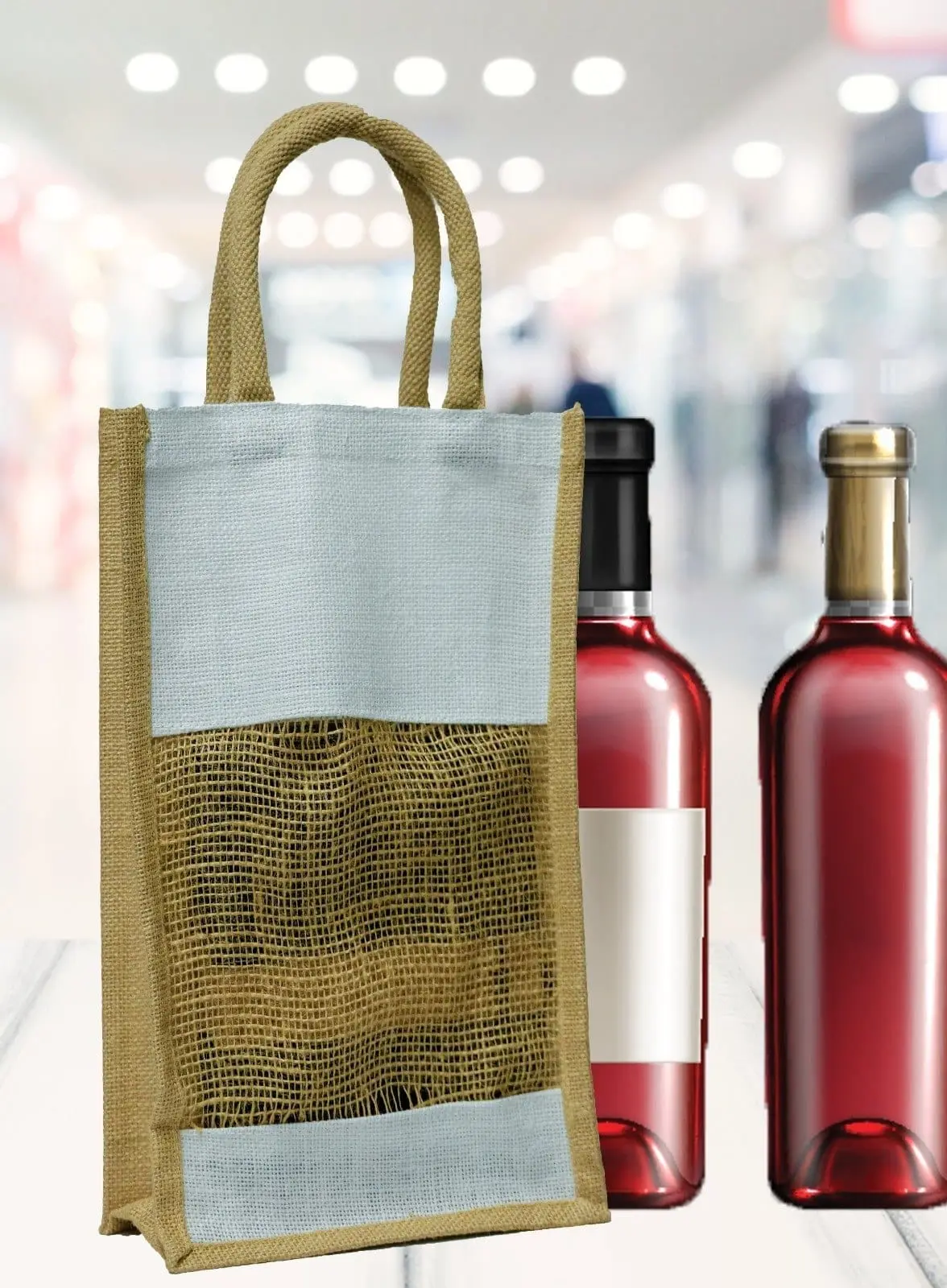 Single and Double Wine Bottle Jute Bags, photo 3