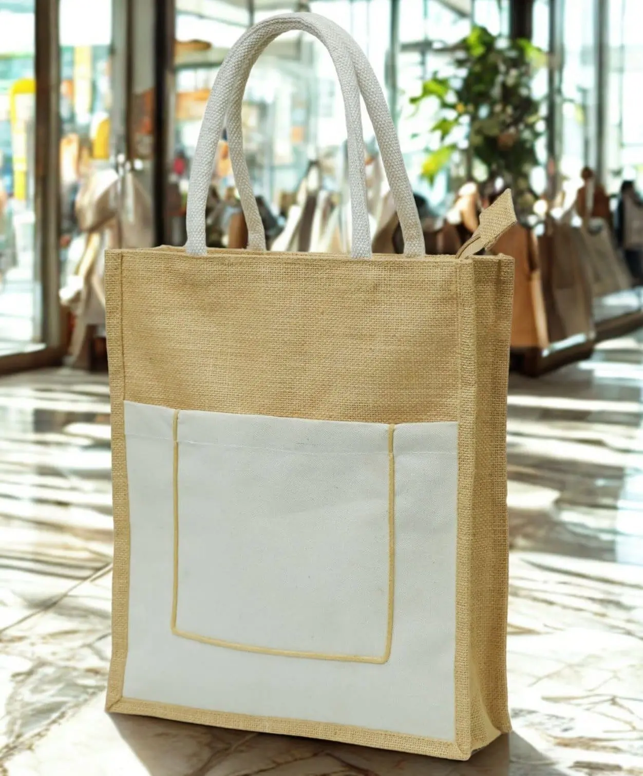 A4 Portrait Jute Bag with Pocket GP-JB002, photo 7