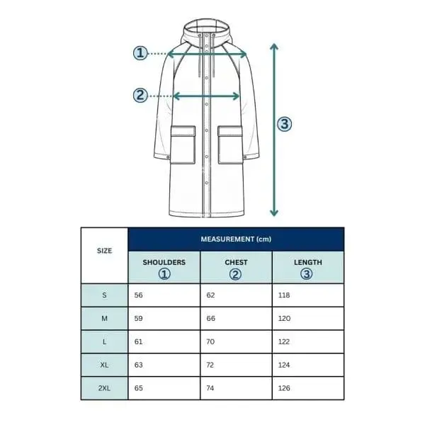 Adult Raincoat KG-029 size chart