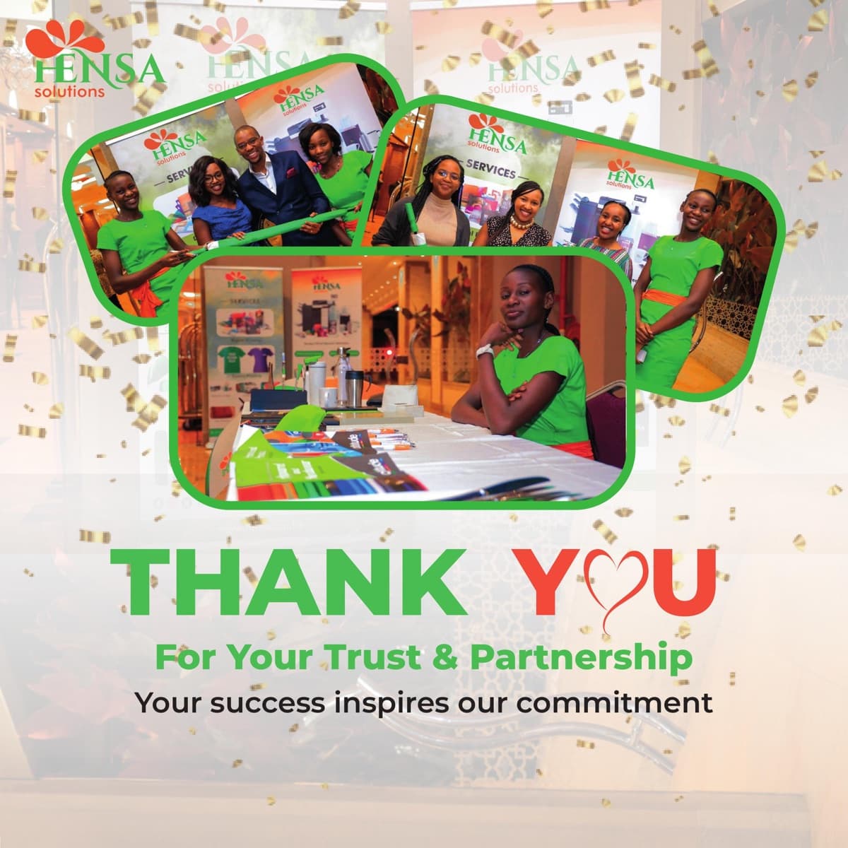 Hensa Solutions staff at a client event, thanking clients for Customer Service Week