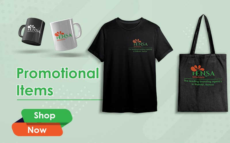 Promotional items: branded mugs, t-shirts and tote bags. Browse now.