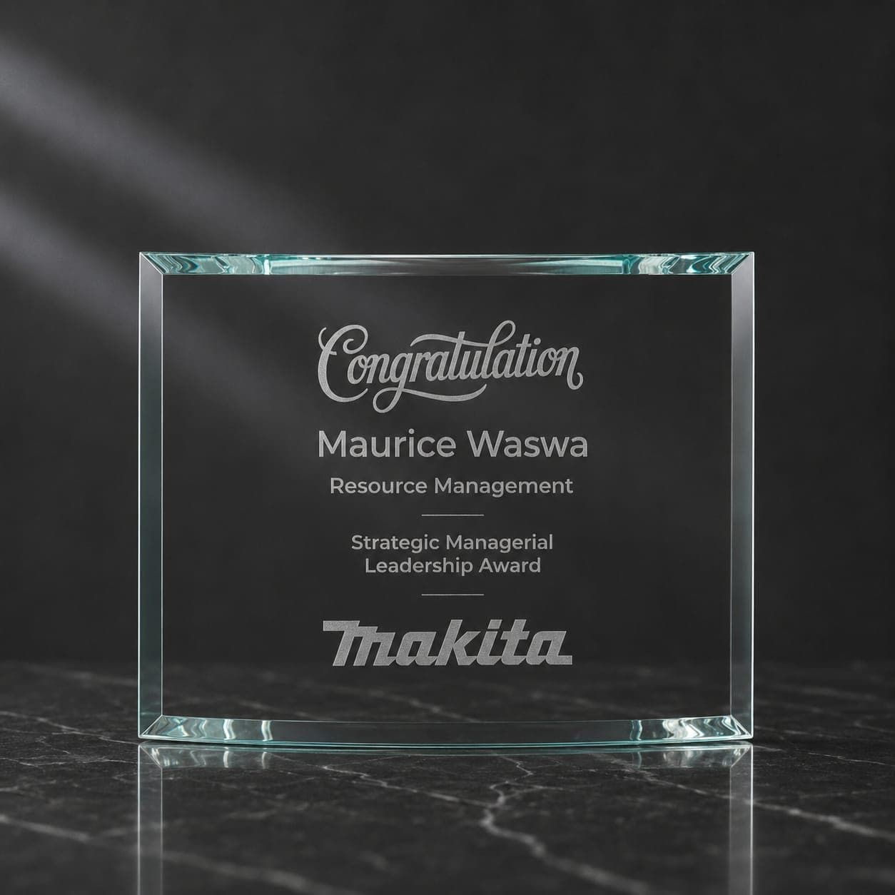 Crystal Curved Glass Award Plaque