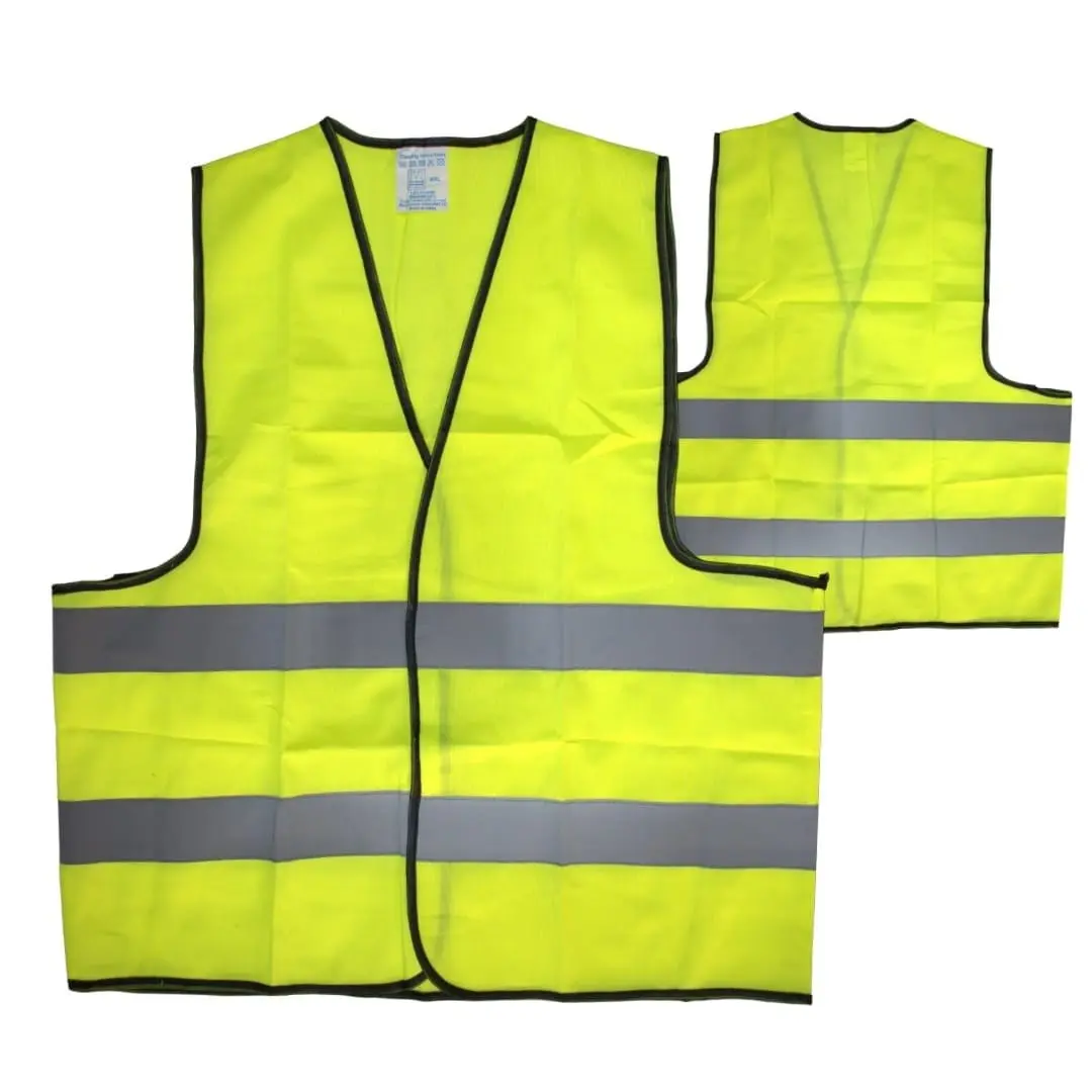 Fluorescent yellow open-front reflector jacket with two reflective bands, Hensa
