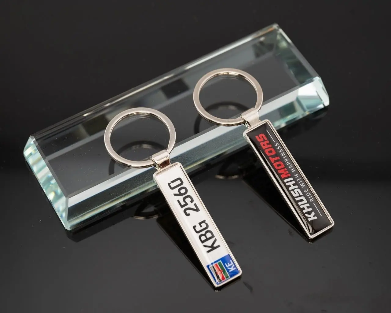Two number-plate style keyholders, Hensa