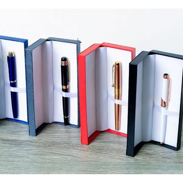 Executive pens in blue, black, rose gold and white gift boxes, Hensa