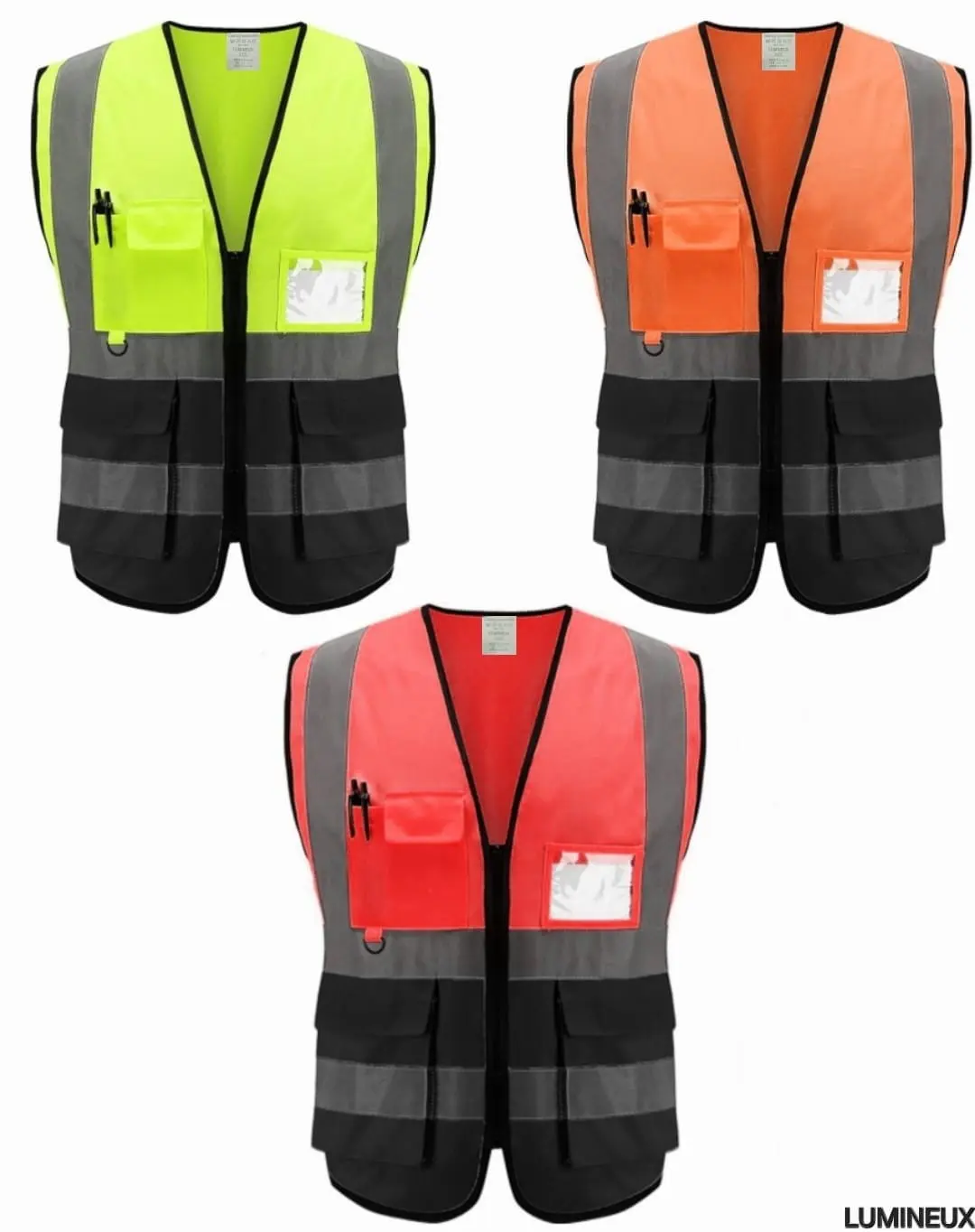 Yellow and black two-colour reflector jacket with zip and pockets, Hensa