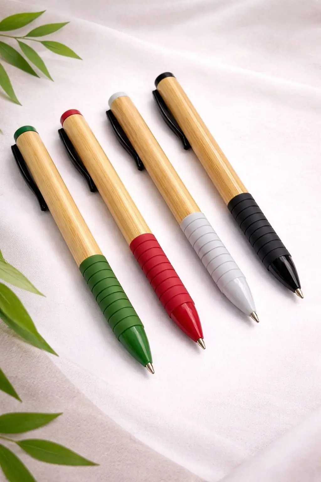 Bamboo pens with coloured grip bands, Hensa