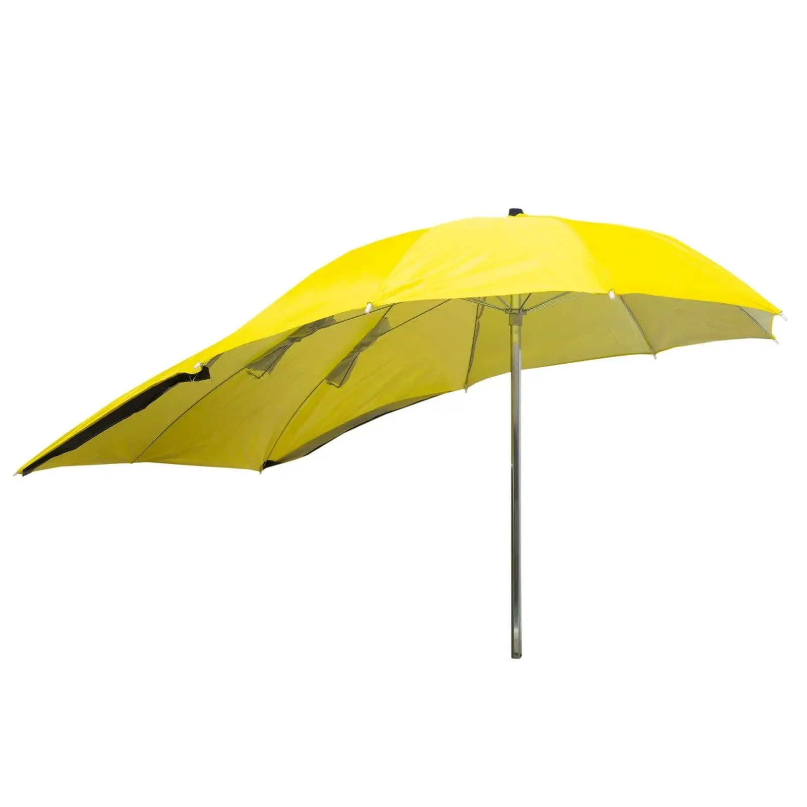 Yellow motorbike umbrella with a wide canopy on a metal pole, Hensa