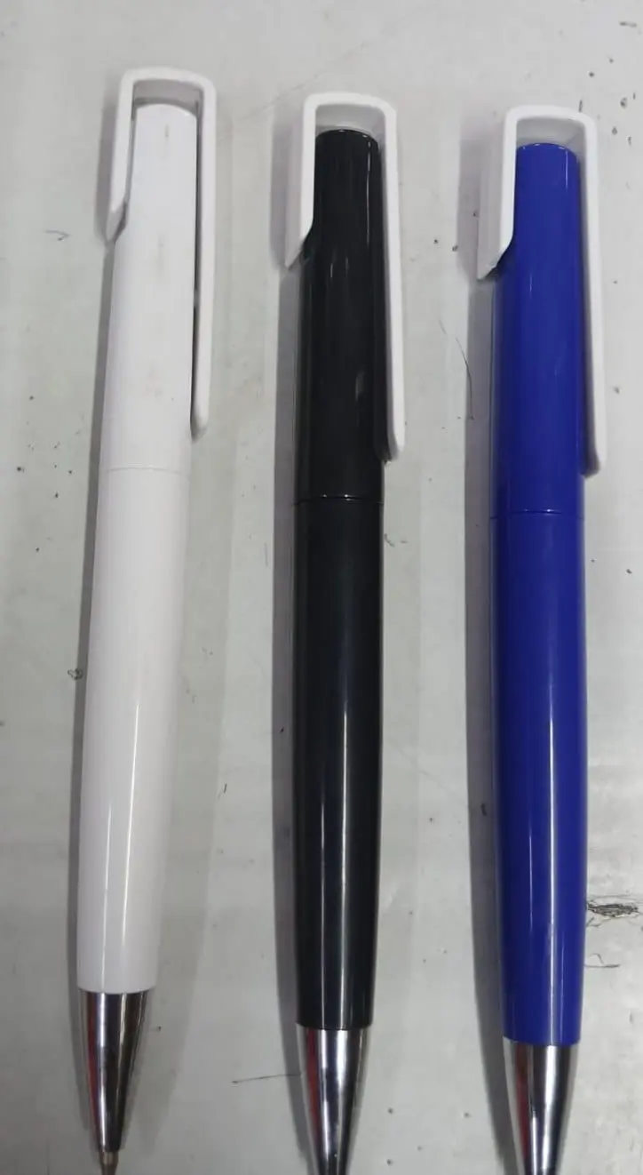 White, black and blue metal-tip pens, Hensa
